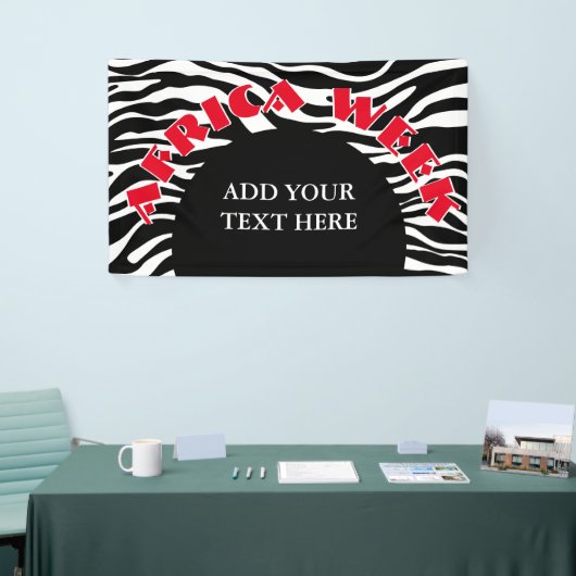 Zebra stripes pattern black & white + your ideas banner (Messeveranstaltung)