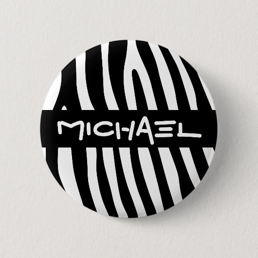 Zebra stripes pattern black & white + your ideas button (Vorderseite)