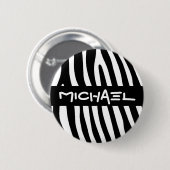 Zebra stripes pattern black & white + your ideas button (Vorne & Hinten)