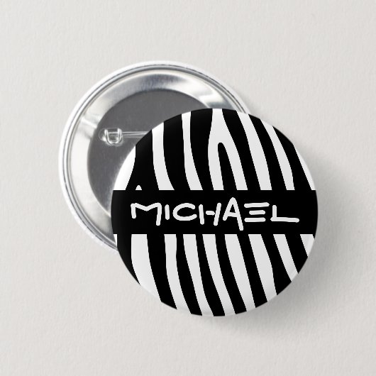 Zebra stripes pattern black & white + your ideas button (Vorne & Hinten)