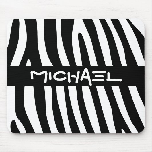 Zebra stripes pattern black & white + your ideas mousepad (Vorne)
