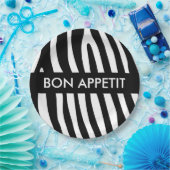 Zebra stripes pattern black & white + your ideas pappteller (Party)