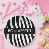 Zebra stripes pattern black & white + your ideas pappteller (Party)