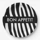 Zebra stripes pattern black & white + your ideas pappteller (Vorderseite)