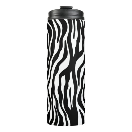 Zebra stripes pattern black & white + your ideas thermosbecher (Vorderseite)