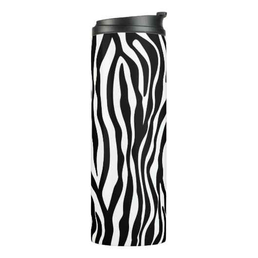 Zebra stripes pattern black & white + your ideas thermosbecher (Nach links gedreht)