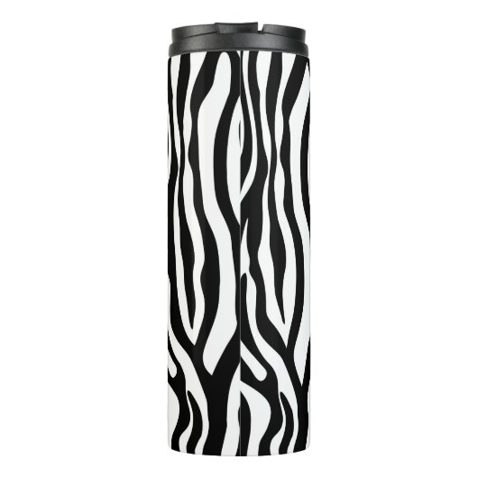 Zebra stripes pattern black & white + your ideas thermosbecher (Rückseite)