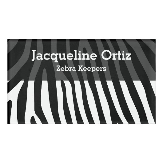 Zebra stripes pattern + your background & ideas namenschild (Vorderseite)