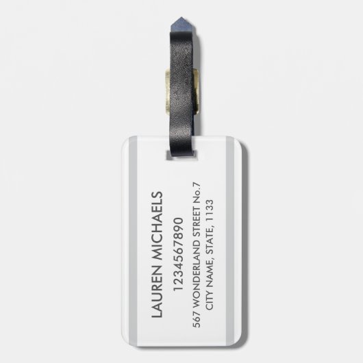 Zebra stripes personalisiert name monogram gepäckanhänger (Rückseite vertikal)