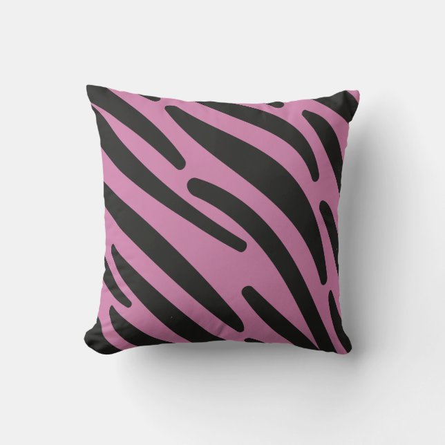 Zebra Stripes Pink Black Wild Animal Kissen (Vorderseite)