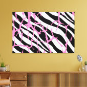 Zebra Stripes Pink Grunge Moderne Leinwand Kunst,  (Insitu (Wohnzimmer))