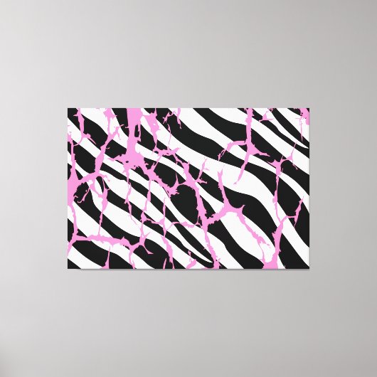 Zebra Stripes Pink Grunge Moderne Leinwand Kunst,  (Vorderseite)
