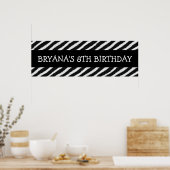 Zebra Stripes Print Custom Birthday Party Banner Poster (Küche)