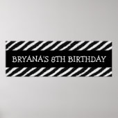 Zebra Stripes Print Custom Birthday Party Banner Poster (Vorne)