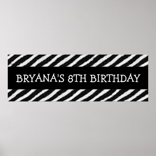 Zebra Stripes Print Custom Birthday Party Banner Poster (Vorne)