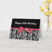 Zebra stripes roter Bandblick glücklichen 50. Karte (Gelbe Blume)