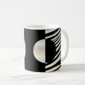 Zebra Stripes stilvollen schwarzen u. silbernen Kaffeetasse (VorderseiteRechts)