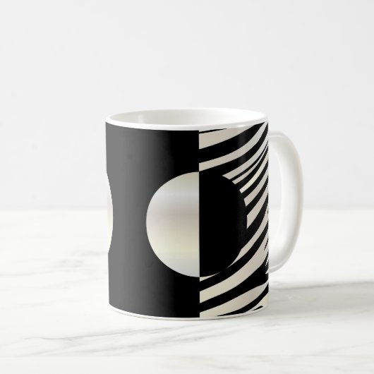 Zebra Stripes stilvollen schwarzen u. silbernen Kaffeetasse (VorderseiteRechts)