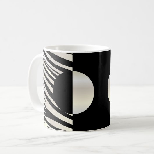 Zebra Stripes stilvollen schwarzen u. silbernen Kaffeetasse (Vorderseite Links)