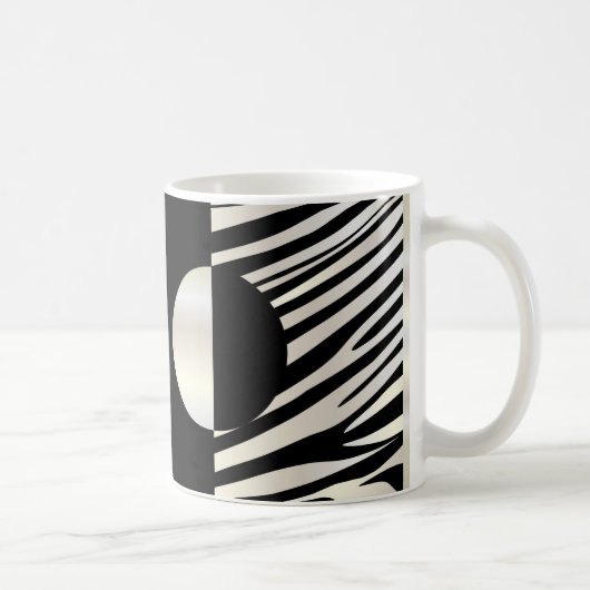 Zebra Stripes stilvollen schwarzen u. silbernen Kaffeetasse (Rechts)