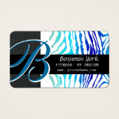 Zebra Stripes Turquoise Blue Bold Monogram (Vorderseite)
