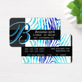 Zebra Stripes Turquoise Blue Bold Monogram