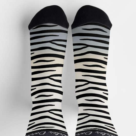 Zebra Stripes Wilder Personalisierte Name von Tier Socken (Oben)