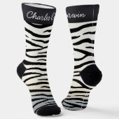 Zebra Stripes Wilder Personalisierte Name von Tier Socken (Gewinkelt)