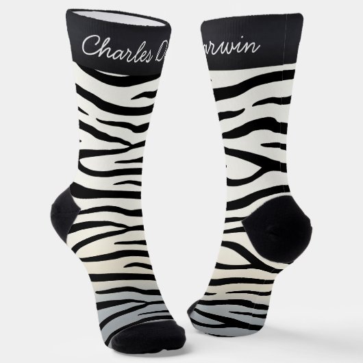 Zebra Stripes Wilder Personalisierte Name von Tier Socken (Gewinkelt)