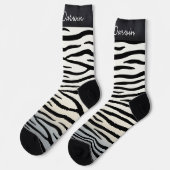 Zebra Stripes Wilder Personalisierte Name von Tier Socken (Linkes Detail)