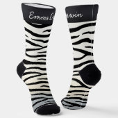 Zebra Stripes Wilder Personalisierte Name von Tier Socken (Gewinkelt)