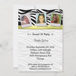 Zebra Stripes Yellow Ribbon Foto Party Einladung