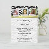 Zebra Stripes Yellow Ribbon Foto Party Einladung (Stehend Vorderseite)