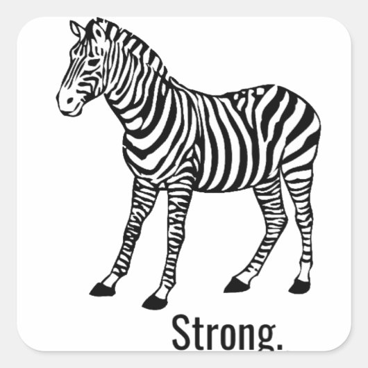 Zebra Strong Quadratischer Aufkleber (Vorderseite)