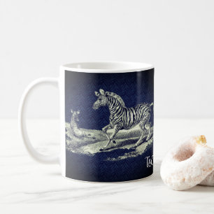 Zebra Stute mit Fohlen Vintage Kunst Kaffeetasse