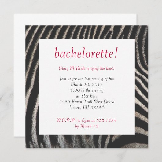 Zebra Style Einladung (Vorne/Hinten)