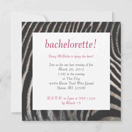 Zebra Style Einladung (Vorderseite)
