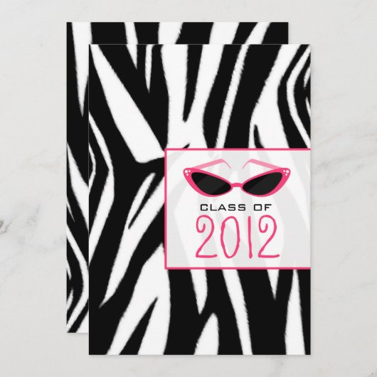 Zebra & Sunglasses 2012 Graduation Einladung (Vorne/Hinten)