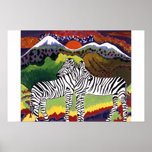 ZEBRA SUNSET, Afrikanische Sammlung Poster (Vorne)