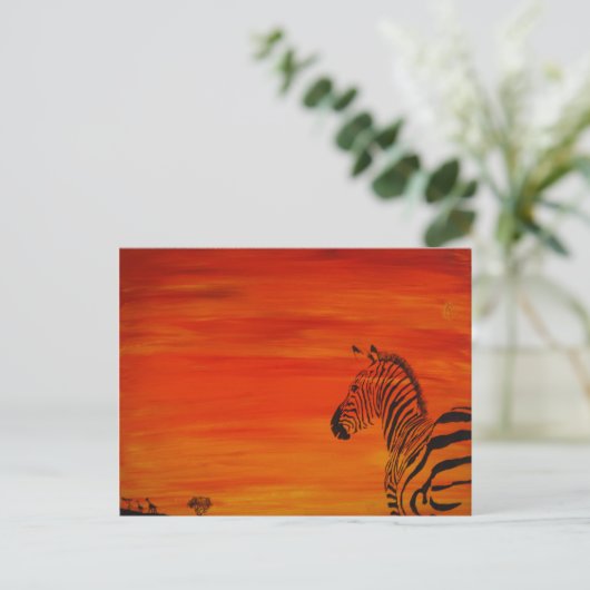 Zebra Sunset Postkarte (Stehend Vorderseite)