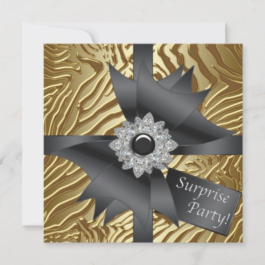 Zebra Surprise Geburtstagspartei Einladung (Vorderseite)