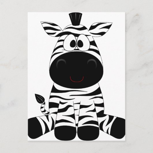 Zebra Süße Tier Stripes Jungle Safari Whimsical Postkarte (Vorderseite)