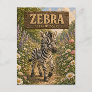 Zebra Süßes Baby-Geschichtenbuch-Nursery-Tier Postkarte