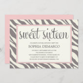 ZEBRA SWEET 16| BIRTHTAGINVITATION EINLADUNG (Vorne/Hinten)