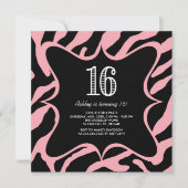 Zebra Sweet 16 Einladungen (Vorderseite)