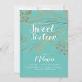 Zebra Sweet 16 Glitzer Imitate Gold und Foil Geo Einladung (Vorderseite)