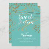 Zebra Sweet 16 Glitzer Imitate Gold und Foil Geo Einladung (Vorne/Hinten)