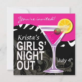 Zebra Swoop Girls' Night Out Cocktail Party Einladung