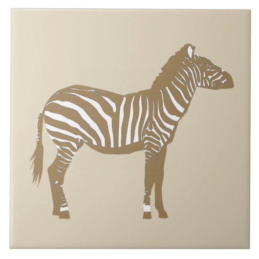 Zebra - Taupe Tan und White Fliese (Vorderseite)