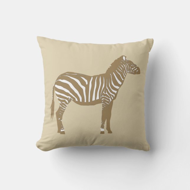 Zebra - Taupe Tan und White Kissen (Vorderseite)